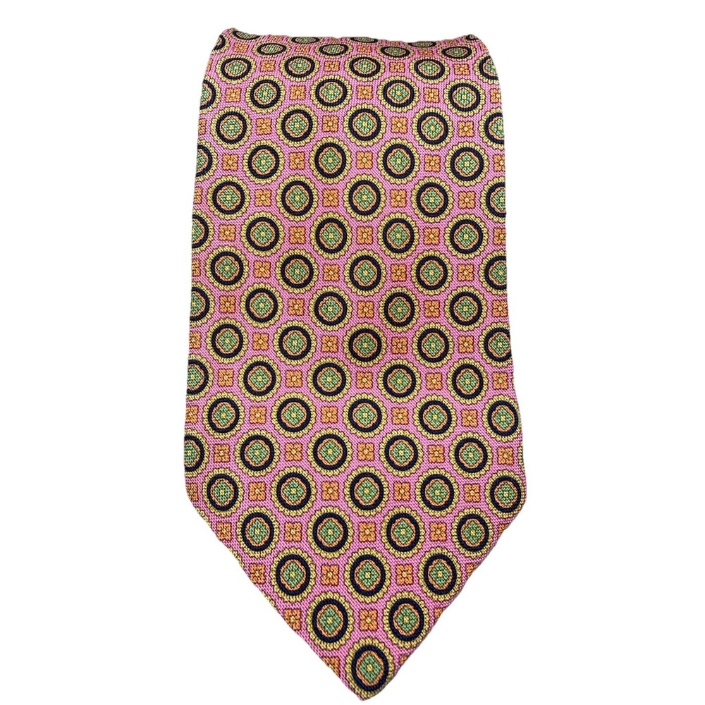 Brooks Brothers Makers Tie Men's 100% Silk Pink Green Blue Floral Necktie USA